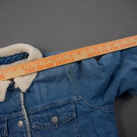 Madewell Western Women Sherpa Lined Denim Jacket Oversized Jean Trucker Coat S - Picture 6 of 11